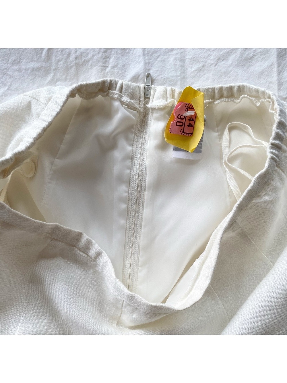Vintage 90s White Linen Blend High Rise Straight Leg Pants Modern Small - Picture 6 of 12